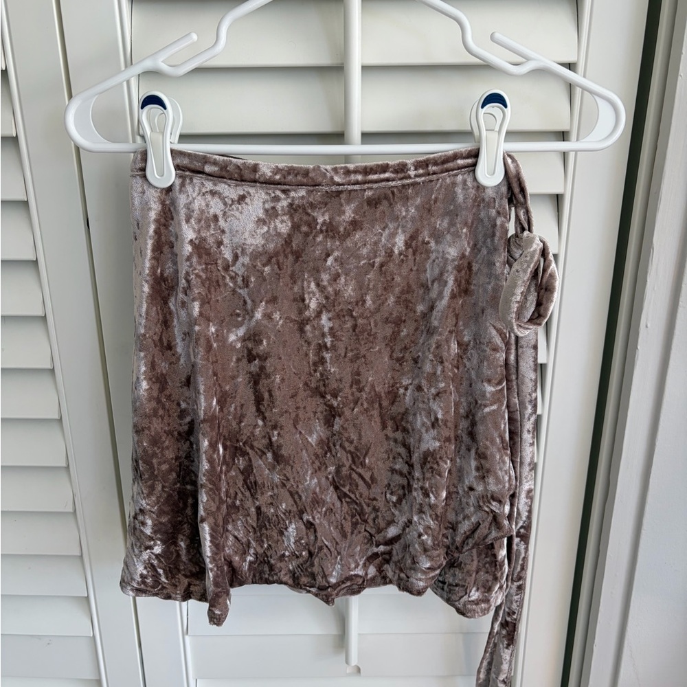 Crushed Velvet Wrap Mini Skirt